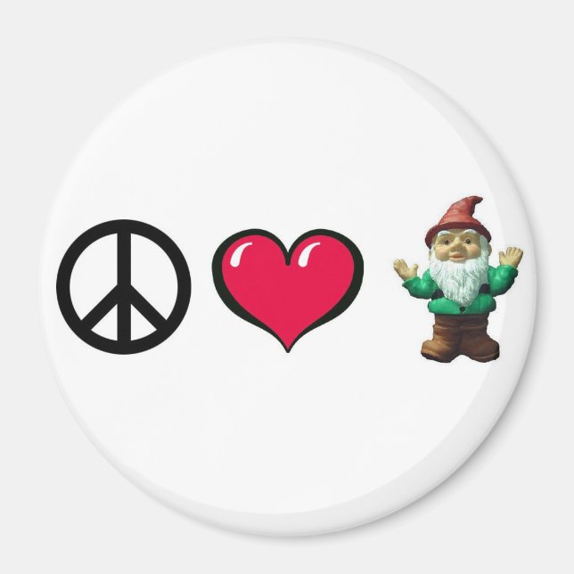 Peace Heart Gnome Fridge Magnet (Front)