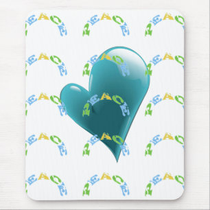 peace heart mouse mat