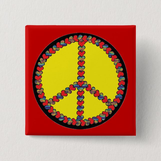 Peace Heart Square button (Front)