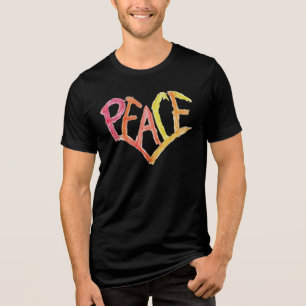 Peace Heart Tri-Blend Tee - Vibrant Crayon Art
