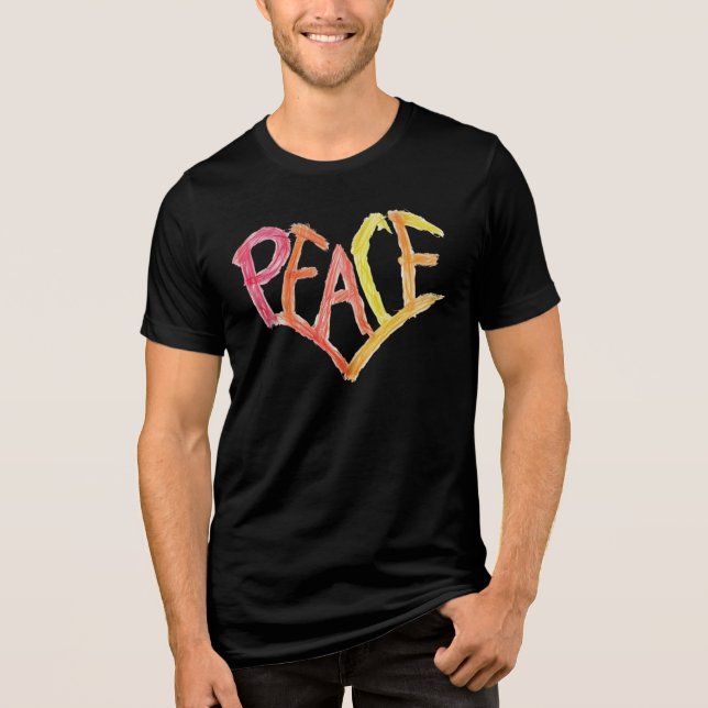 Peace Heart Tri-Blend Tee - Vibrant Crayon Art  (Front)