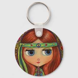 Peace Hippie Doll Keychain