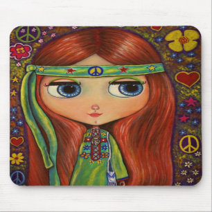 Peace Hippie Doll Mouse Pad
