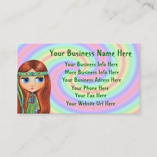 Peace Hippie Girl Business Card (Front)