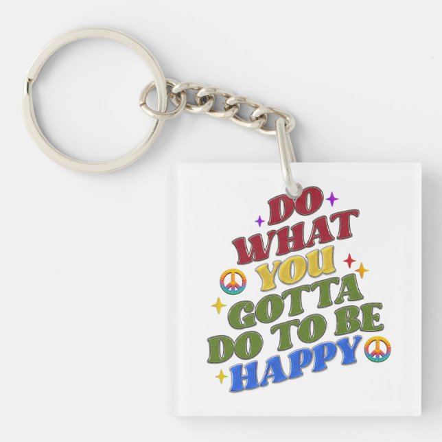 Peace Hippie Happy Encouragement Positivity  Key Ring (Front)