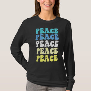 Peace Hippie Lettering Blue Yellow No War Pacifist T-Shirt