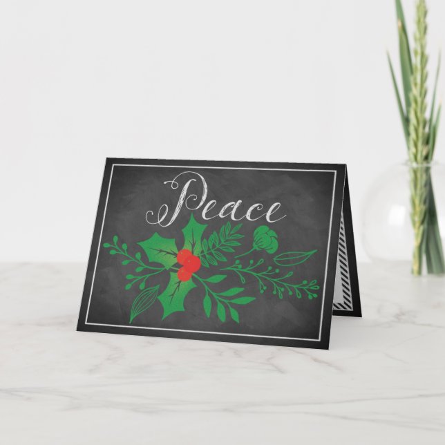 Peace Holiday Card | Faux Chalkboard (Front)