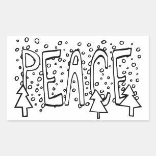 Peace Holiday Colour-It-Yourself Snowy Pine Rectangular Sticker