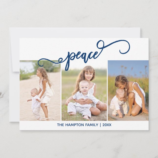 Peace Holiday Photo Collage Holiday Card (Front)