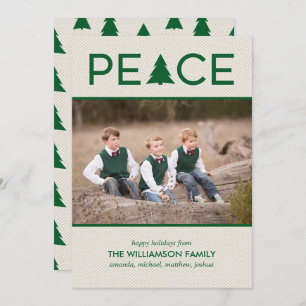 Peace Holiday Tree Custom Photo Beige Green