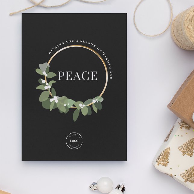 Peace Holiday Wreath Corporate Logo Business (Professional Wishing you peach holiday business greeting card.)