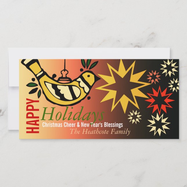 Peace Holidays Stars Greetings Holiday Card (Front)