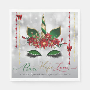 Peace Hope and Love Holiday Unicorn Napkin