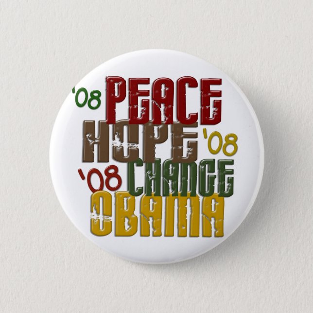 Peace Hope Change Obama 1 6 Cm Round Badge (Front)