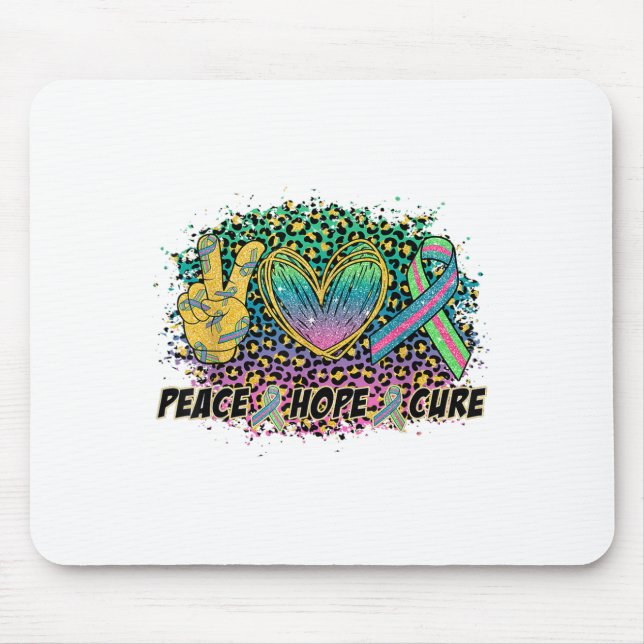 Peace Hope Cure Mbc Awareness Warrior Green Teal P Mouse Mat (Front)
