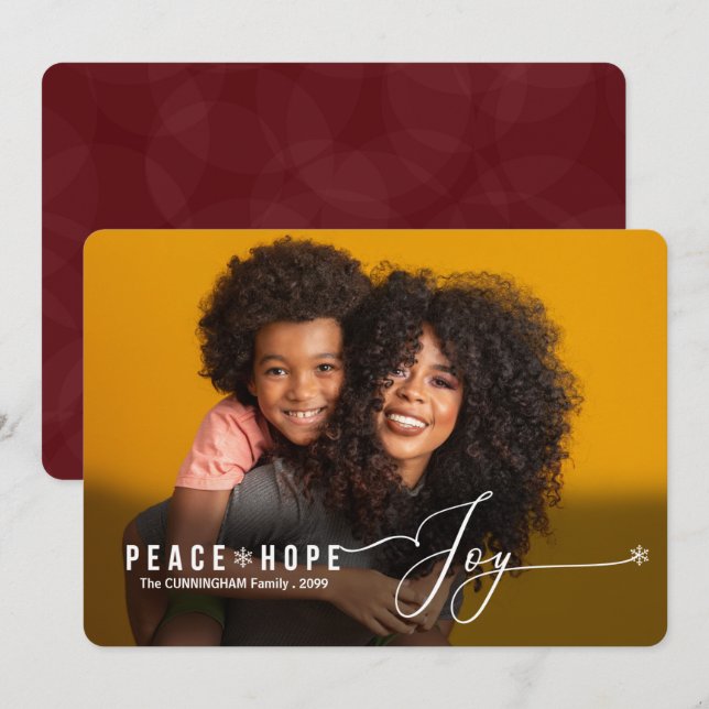 Peace Hope Joy Christmas Photo Holiday Card (Front/Back)