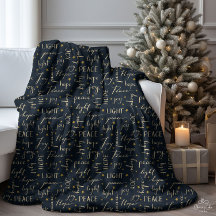 Peace Hope Joy Light Velvet Black Sherpa Blanket