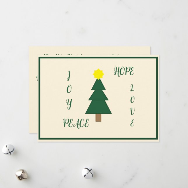 Peace Hope Joy Love Christmas Tree Holiday Card (Front/Back In Situ)