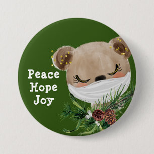 Peace Hope Joy Masked Bear 7.5 Cm Round Badge