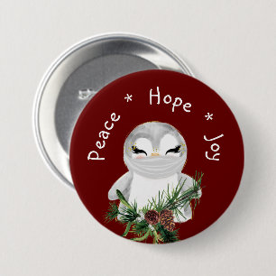 Peace Hope Joy Masked Penguin 7.5 Cm Round Badge