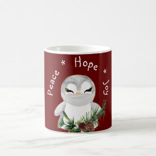 Peace Hope Joy Masked Penguin Coffee Mug