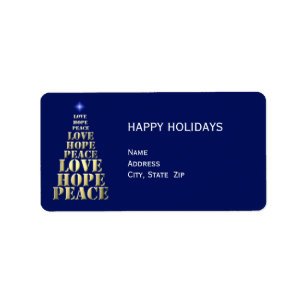 Peace, Hope, Love Christmas Return Address Label