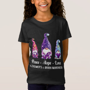Peace Hope Love Gnomes Alzheimer's And Brain Aware T-Shirt