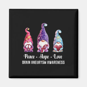 Peace Hope Love Gnomes Brain Aneurysm Awareness Magnet