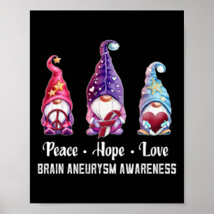 Peace Hope Love Gnomes Brain Aneurysm Awareness Poster