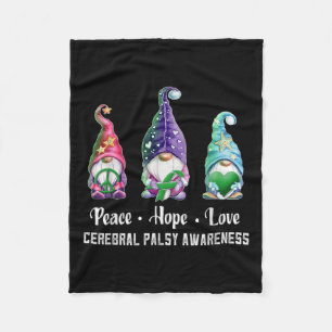 Peace Hope Love Gnomes Cerebral Palsy Awareness Fleece Blanket
