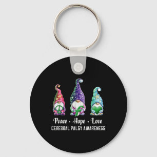 Peace Hope Love Gnomes Cerebral Palsy Awareness  Key Ring
