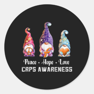 Peace Hope Love Gnomes Crps Awareness Classic Round Sticker