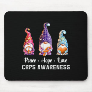 Peace Hope Love Gnomes CRPS Awareness Mouse Mat