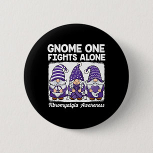 Peace Hope Love Gnomes Purple Ribbon Fibromyalgia  6 Cm Round Badge