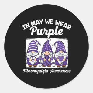 Peace Hope Love Gnomes Purple Ribbon Fibromyalgia Classic Round Sticker