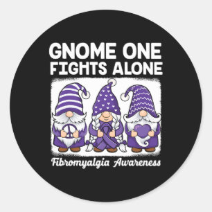 Peace Hope Love Gnomes Purple Ribbon Fibromyalgia Classic Round Sticker