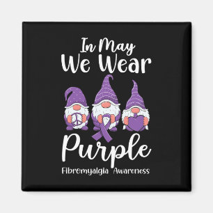 Peace Hope Love Gnomes Purple Ribbon Fibromyalgia Magnet