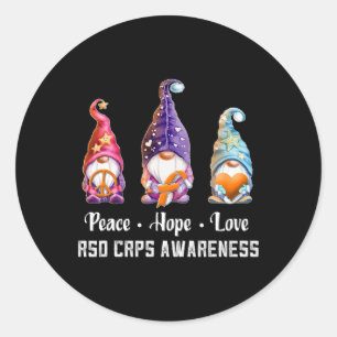 Peace Hope Love Gnomes Rsd Crps Awareness  Classic Round Sticker