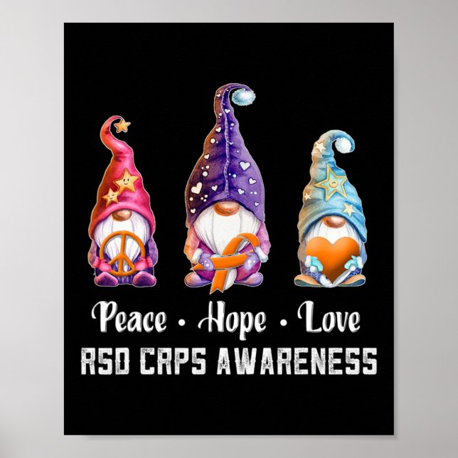 Peace Hope Love Gnomes RSD CRPS Awareness  Poster (Front)