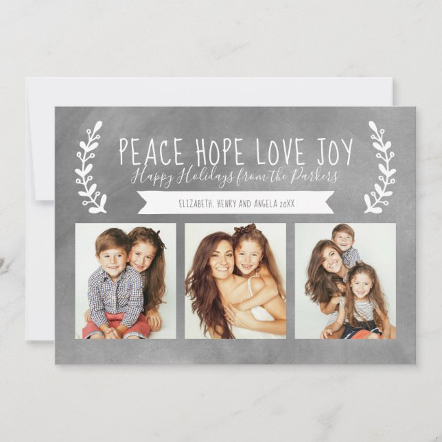 Peace Hope Love Joy Holiday Photo Chalkboard (Front)