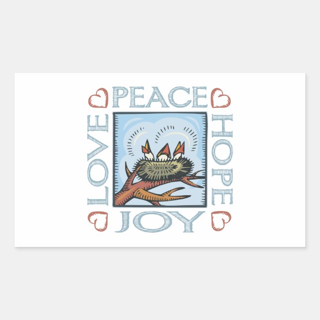 Peace, Hope, Love, Joy Rectangular Sticker (Front)