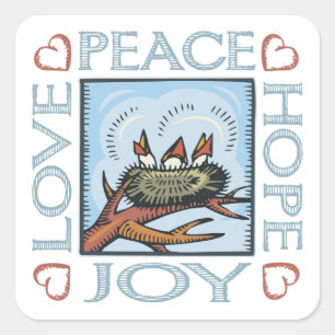 Peace, Hope, Love, Joy Square Sticker