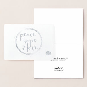 Peace Hope Love Modern Corporate business holiday Foil Card