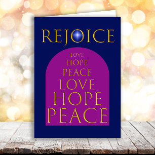 Peace, Hope, Love, Rejoice Religious Christmas Holiday Card