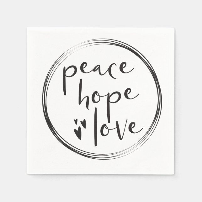 Peace Hope Love Simple Christmas Modern Napkin (Front)