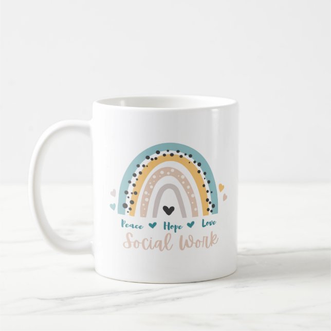 Peace Hope Love Social Work Coffee Mug (Left)