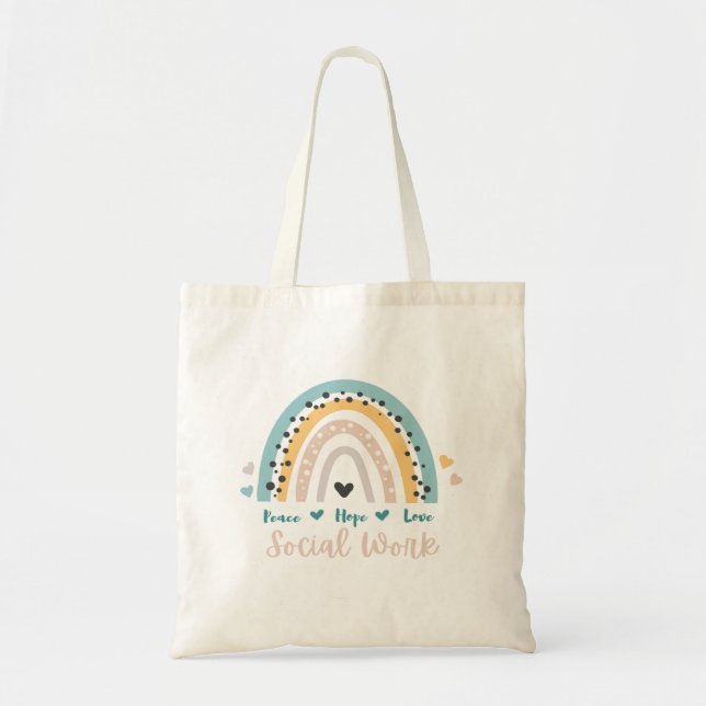 Peace Hope Love Social Work Tote Bag (Front)