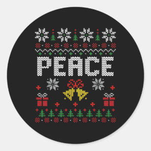 Peace I Come In Peace Christmas Couple Matching Ug Classic Round Sticker