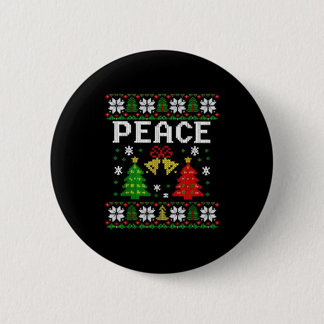 Peace I Come In Peace Couple Matching Ugly Christm 6 Cm Round Badge (Front)