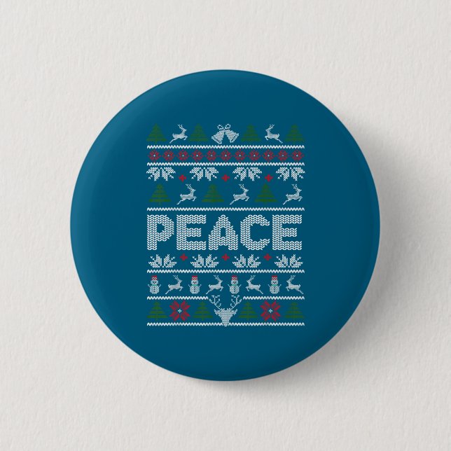 Peace I Come In Peace Couple Matching Ugly Christm 6 Cm Round Badge (Front)